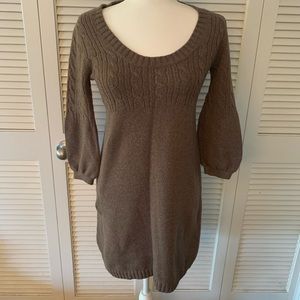 Brown Mid-Sleeve Sweater Dress